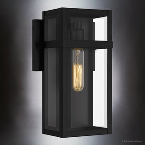 Urban Ambiance - Wall Sconce - UQL10030 Modern Farmhouse Outdoor Wall Sconce, 13''H x 7.5''W x 5.5''D, Matte Black Finish, Penrith Collection - 