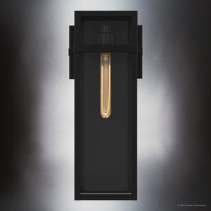Urban Ambiance - Wall Sconce - UQL10031 Modern Farmhouse Outdoor Wall Sconce, 18''H x 7.5''W x 5.5''D, Matte Black Finish, Penrith Collection - 
