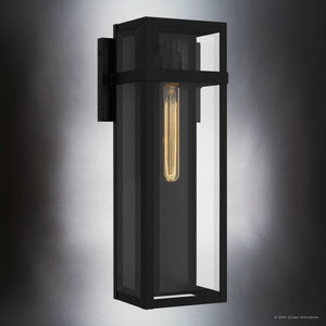 Urban Ambiance - Wall Sconce - UQL10031 Modern Farmhouse Outdoor Wall Sconce, 18''H x 7.5''W x 5.5''D, Matte Black Finish, Penrith Collection - 
