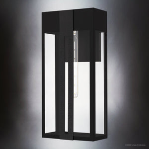 Urban Ambiance - Wall Sconce - UQL10061 Modern Outdoor Wall Sconce, 20.00''H x 9.50''W x 5.50''Dep, Matte Black Finish, Woburn Collection - 