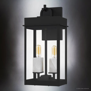 Urban Ambiance - Wall Sconce - UQL10071 Casual Outdoor Wall Sconce, 16.25''H x 8.00''W x 6.75''Dep, Matte Black Finish, Bremerton Collection - 