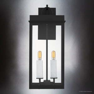 Urban Ambiance - Wall Sconce - UQL10072 Casual Outdoor Wall Sconce, 22.00''H x 9.50''W x 7.50''Dep, Matte Black Finish, Bremerton Collection - 