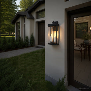Urban Ambiance - Wall Sconce - UQL10072 Casual Outdoor Wall Sconce, 22.00''H x 9.50''W x 7.50''Dep, Matte Black Finish, Bremerton Collection - 
