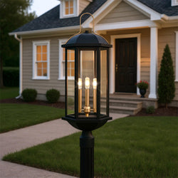Urban Ambiance - Post Light - UQL10084 Transitional Outdoor Post Light, 28.00''H x 10.00''W x 10.00''Dep, Matte Black Finish, Richland Collection - 