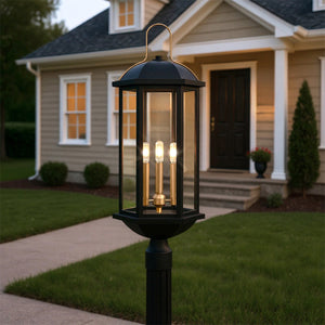Urban Ambiance - Post Light - UQL10084 Transitional Outdoor Post Light, 28.00''H x 10.00''W x 10.00''Dep, Matte Black Finish, Richland Collection - 