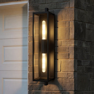 Urban Ambiance - Wall Sconce - UQL10092 Minimalist Outdoor Wall Sconce, 32.00''H x 6.50''W x 8.50''Dep, Matte Black Finish, Pacifica Collection - 