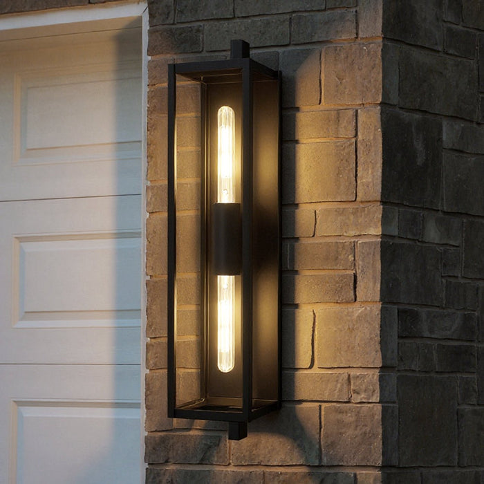 UQL10092 Minimalist Outdoor Wall Sconce, 32.00''H x 6.50''W x 8.50''Dep, Matte Black Finish, Pacifica Collection