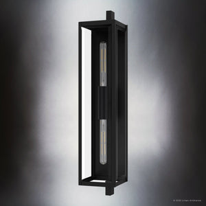 Urban Ambiance - Wall Sconce - UQL10092 Minimalist Outdoor Wall Sconce, 32.00''H x 6.50''W x 8.50''Dep, Matte Black Finish, Pacifica Collection - 