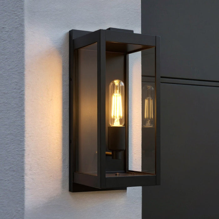 UQL10111 Modern Outdoor Wall Sconce, 16.00''H x 6.00''W x 7.00''Dep, Earth Black Finish, Wheeling Collection