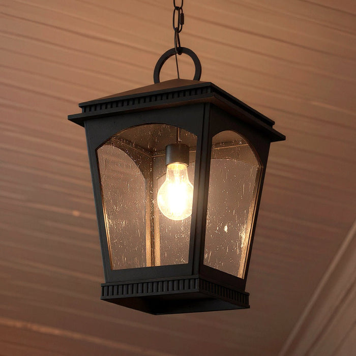 UQL10120 Colonial Outdoor Pendant, 17.50''H x 10.00''W x 10.00''Dep, Earth Black Finish, Kentwood Collection