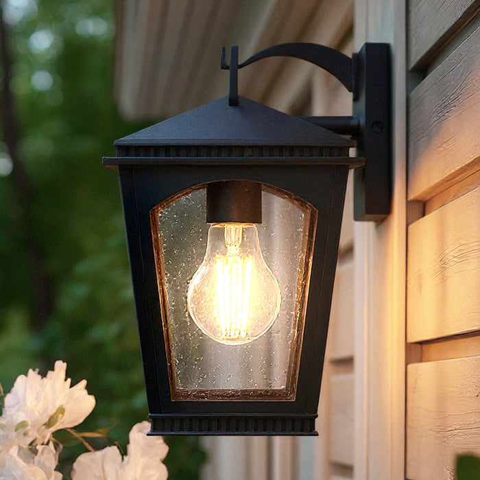 UQL10121 Colonial Outdoor Wall Sconce, 10.50''H x 6.25''W x 7.00''Dep, Earth Black Finish, Kentwood Collection