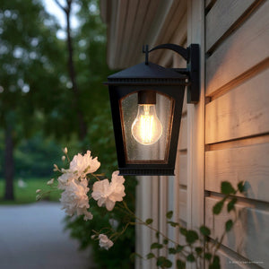 Urban Ambiance - Wall Sconce - UQL10121 Colonial Outdoor Wall Sconce, 10.50''H x 6.25''W x 7.00''Dep, Earth Black Finish, Kentwood Collection - 