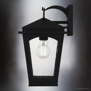 Urban Ambiance - Wall Sconce - UQL10122 Colonial Outdoor Wall Sconce, 13.25''H x 8.00''W x 8.75''Dep, Earth Black Finish, Kentwood Collection - 