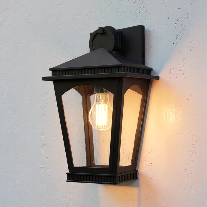 UQL10122 Colonial Outdoor Wall Sconce, 13.25''H x 8.00''W x 8.75''Dep, Earth Black Finish, Kentwood Collection