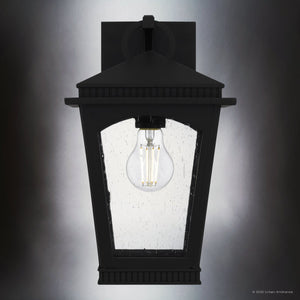 Urban Ambiance - Wall Sconce - UQL10122 Colonial Outdoor Wall Sconce, 13.25''H x 8.00''W x 8.75''Dep, Earth Black Finish, Kentwood Collection - 