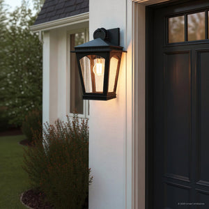 Urban Ambiance - Wall Sconce - UQL10122 Colonial Outdoor Wall Sconce, 13.25''H x 8.00''W x 8.75''Dep, Earth Black Finish, Kentwood Collection - 