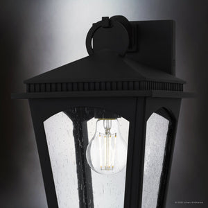 Urban Ambiance - Wall Sconce - UQL10122 Colonial Outdoor Wall Sconce, 13.25''H x 8.00''W x 8.75''Dep, Earth Black Finish, Kentwood Collection - 