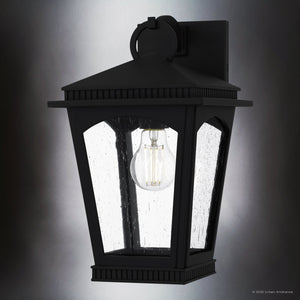 Urban Ambiance - Wall Sconce - UQL10122 Colonial Outdoor Wall Sconce, 13.25''H x 8.00''W x 8.75''Dep, Earth Black Finish, Kentwood Collection - 