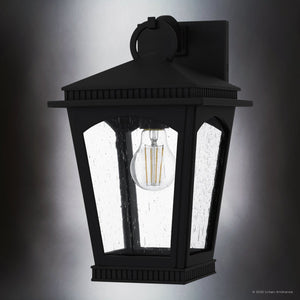 Urban Ambiance - Wall Sconce - UQL10122 Colonial Outdoor Wall Sconce, 13.25''H x 8.00''W x 8.75''Dep, Earth Black Finish, Kentwood Collection - 