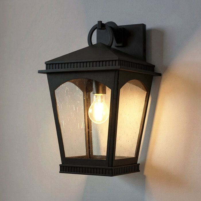 UQL10123 Colonial Outdoor Wall Sconce, 16.75''H x 10.00''W x 10.75''Dep, Earth Black Finish, Kentwood Collection