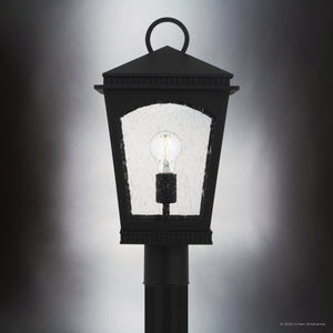 Urban Ambiance - Post Light - UQL10124 Colonial Outdoor Post Light, 19.25''H x 10.00''W x 10.00''Dep, Earth Black Finish, Kentwood Collection - 