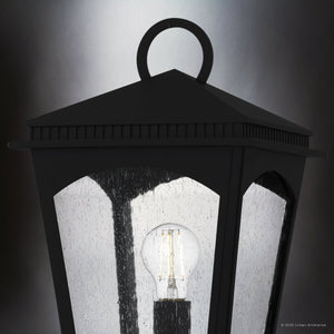 Urban Ambiance - Post Light - UQL10124 Colonial Outdoor Post Light, 19.25''H x 10.00''W x 10.00''Dep, Earth Black Finish, Kentwood Collection - 