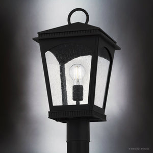 Urban Ambiance - Post Light - UQL10124 Colonial Outdoor Post Light, 19.25''H x 10.00''W x 10.00''Dep, Earth Black Finish, Kentwood Collection - 