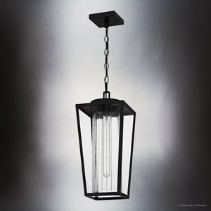 Urban Ambiance - Pendant - UQL10130 Contemporary Outdoor Pendant, 18.75''H x 8.50''W x 8.50''Dep, Matte Black Finish, Monroe Collection - 