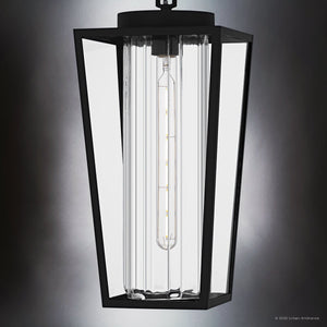 Urban Ambiance - Pendant - UQL10130 Contemporary Outdoor Pendant, 18.75''H x 8.50''W x 8.50''Dep, Matte Black Finish, Monroe Collection - 