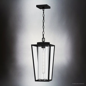 Urban Ambiance - Pendant - UQL10130 Contemporary Outdoor Pendant, 18.75''H x 8.50''W x 8.50''Dep, Matte Black Finish, Monroe Collection - 