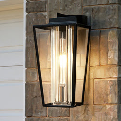 Urban Ambiance - Wall Sconce - UQL10133 Contemporary Outdoor Wall Sconce, 18.00''H x 8.50''W x 9.75''Dep, Matte Black Finish, Monroe Collection - 