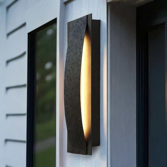 UQL10150 Urban Loft Outdoor Wall Sconce, 18.00''H x 5.25''W x 3.25''Dep, Earth Black Finish, Chelsea Collection