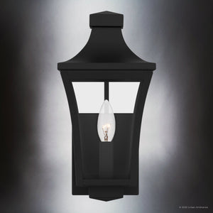 Urban Ambiance - Wall Sconce - UQL10171 English Country Outdoor Wall Sconce, 12.00''H x 6.00''W x 7.00''Dep, Earth Black Finish, Biloxi Collection - 