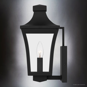 Urban Ambiance - Wall Sconce - UQL10171 English Country Outdoor Wall Sconce, 12.00''H x 6.00''W x 7.00''Dep, Earth Black Finish, Biloxi Collection - 