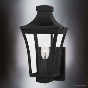 Urban Ambiance - Wall Sconce - UQL10171 English Country Outdoor Wall Sconce, 12.00''H x 6.00''W x 7.00''Dep, Earth Black Finish, Biloxi Collection - 