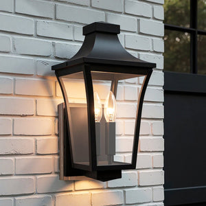 Urban Ambiance - Wall Sconce - UQL10172 English Country Outdoor Wall Sconce, 16.25''H x 8.00''W x 9.00''Dep, Earth Black Finish, Biloxi Collection - 