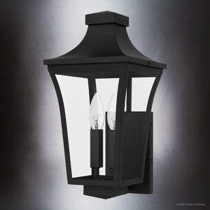 Urban Ambiance - Wall Sconce - UQL10172 English Country Outdoor Wall Sconce, 16.25''H x 8.00''W x 9.00''Dep, Earth Black Finish, Biloxi Collection - 
