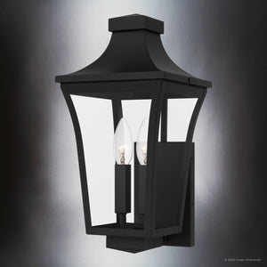 Urban Ambiance - Wall Sconce - UQL10172 English Country Outdoor Wall Sconce, 16.25''H x 8.00''W x 9.00''Dep, Earth Black Finish, Biloxi Collection - 