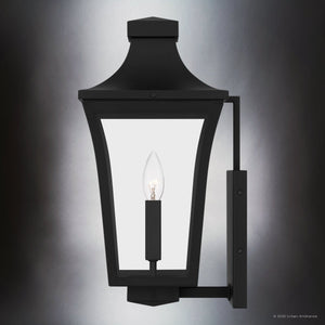 Urban Ambiance - Wall Sconce - UQL10172 English Country Outdoor Wall Sconce, 16.25''H x 8.00''W x 9.00''Dep, Earth Black Finish, Biloxi Collection - 