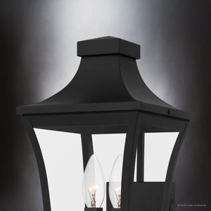 Urban Ambiance - Wall Sconce - UQL10172 English Country Outdoor Wall Sconce, 16.25''H x 8.00''W x 9.00''Dep, Earth Black Finish, Biloxi Collection - 