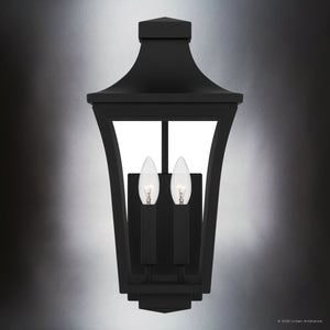 Urban Ambiance - Wall Sconce - UQL10172 English Country Outdoor Wall Sconce, 16.25''H x 8.00''W x 9.00''Dep, Earth Black Finish, Biloxi Collection - 