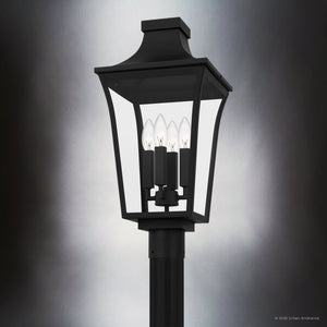 Urban Ambiance - Post Light - UQL10174 English Country Outdoor Post Light, 21.50''H x 10.00''W x 10.00''Dep, Earth Black Finish, Biloxi Collection - 