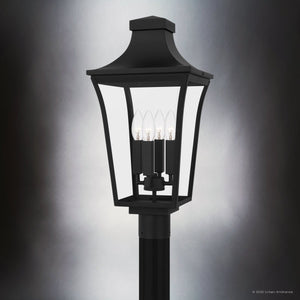 Urban Ambiance - Post Light - UQL10174 English Country Outdoor Post Light, 21.50''H x 10.00''W x 10.00''Dep, Earth Black Finish, Biloxi Collection - 