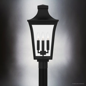 Urban Ambiance - Post Light - UQL10174 English Country Outdoor Post Light, 21.50''H x 10.00''W x 10.00''Dep, Earth Black Finish, Biloxi Collection - 