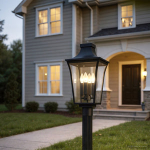 Urban Ambiance - Post Light - UQL10174 English Country Outdoor Post Light, 21.50''H x 10.00''W x 10.00''Dep, Earth Black Finish, Biloxi Collection - 