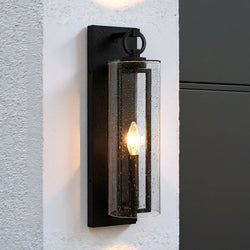 Urban Ambiance - Wall Sconce - UQL10180 Cosmopolitan Outdoor Wall Sconce, 18.25''H x 4.75''W x 6.50''Dep, Earth Black Finish, Addison Collection - 