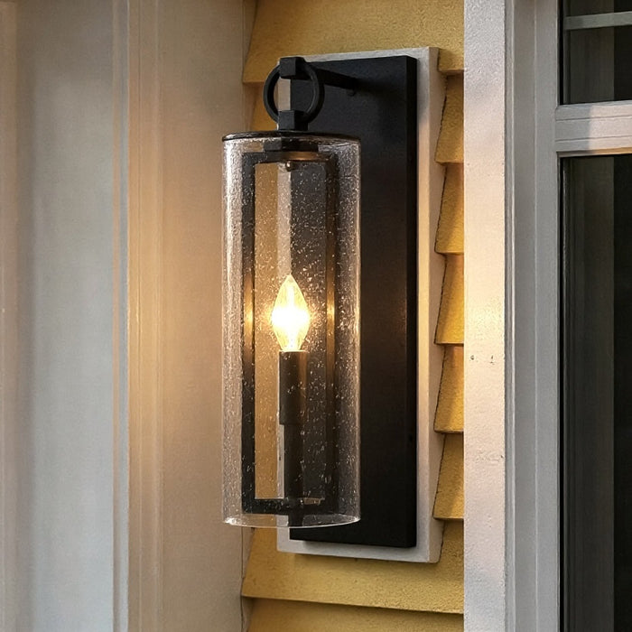 UQL10181 Cosmopolitan Outdoor Wall Sconce, 22.25''H x 5.75''W x 7.50''Dep, Earth Black Finish, Addison Collection