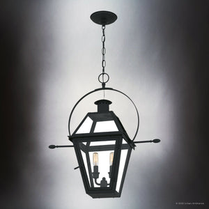 Urban Ambiance - Pendant - UQL10190 English Country Outdoor Pendant, 23.50''H x 21.25''W x 10.50''Dep, Earth Black Finish, Paris Collection - 