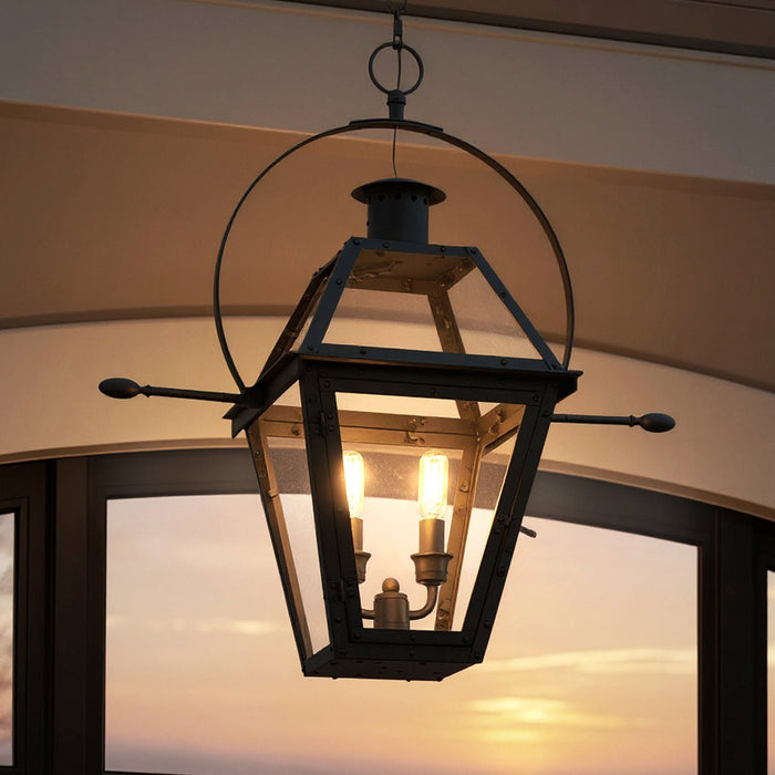 UQL10190 English Country Outdoor Pendant, 23.50''H x 21.25''W x 10.50''Dep, Earth Black Finish, Paris Collection