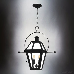 Urban Ambiance - Pendant - UQL10190 English Country Outdoor Pendant, 23.50''H x 21.25''W x 10.50''Dep, Earth Black Finish, Paris Collection - 